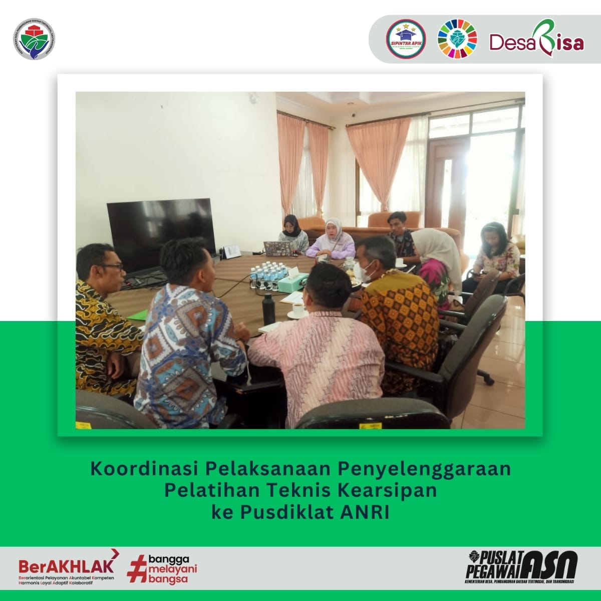 Koordinasi Pelaksanaan Penyelenggaraan Pelatihan Teknis Kearsipan.